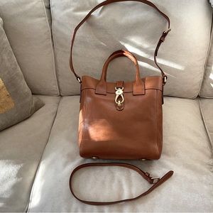 Rare Adjustable Strap - Dooney & Bourke Logo Lock Bag in Florentine Vachetta